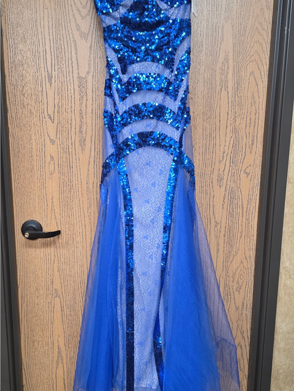 Jovani Electric Blue Sequin Maxi Gown